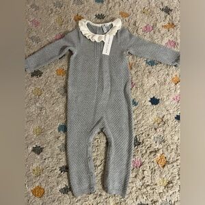 Janie and Jack Gray One Piece with Cream Collar